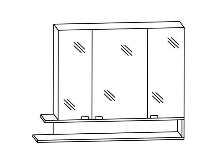 Puris c!puro Serie B Spiegelschrank 105 x 80 cm mit 3 Türen und Regal links geöffnet 2032964 von Puris