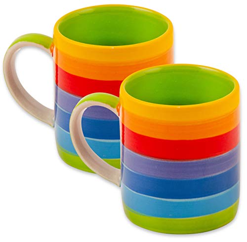 Purity Style Handbemalte Regenbogen Streifen Keramik Espresso Kaffeetasse 2er Set Purity Style Handbemalte Regenbogen Streifen Keramik Espresso Kaffeetasse 2er Set von Purity Style
