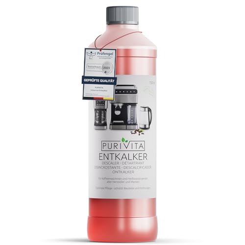 PURIVITA® Universal Entkalker Kaffeevollautomat [750ML] - Kaffeemaschinen Entkalker Flüssig - Flüssigentkalker Kaffeemaschine Reiniger - Kalkreiniger Kaffeevollautomaten - Für alle Kaffeeautomaten von Purivita