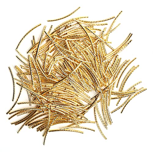 200PCS Curved Noodle Tube Spacer Beads Sleek Twist DIY Jewelry Making Accessories Necklace Bracelet Crafts Brass (Gold) von Purokise