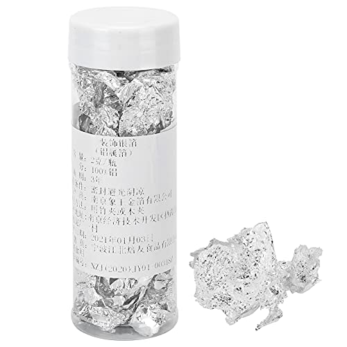 2g Silver Foil Leaf Flakes Premium Non Edible Decorative Shimmering Silver Foil for Cake Chocolate Dessert Wedding Decoration Arts Crafts 23g von Purokise