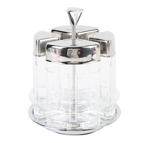 Küchengeschirrsglas rotierendes transparentes 2x150ml 2 x 80 ml Ölsalzküchengewürzflasche Multifunktional rotierende Aufbewahrungsbox Glasgeschosse von Purokise