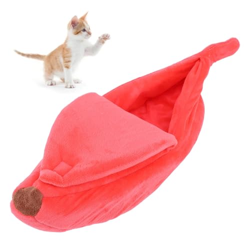 Purokise Bananenbett atmungsaktiv abnehmbar, halb geschlossene Katzenhundbett für warme Winterschlafumgebung für kleine Hunde Katzen von Purokise