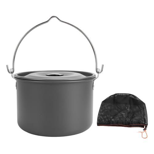Purokise Camping Hängende Topf mit großer Kapazität Aluminiumlegierung Anti Stick Multifunktional tragbarer Campfire Kochkochtopf für Suppenwasser Familie Camping Outdoor von Purokise