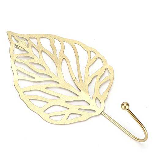 Purokise Metal Hook Creative Mini Hanger Golden Leaf Shaped Functional Stylish Convenient for Closet Door Bathroom Wall Decor Iron Satin Gold (Golden B) von Purokise