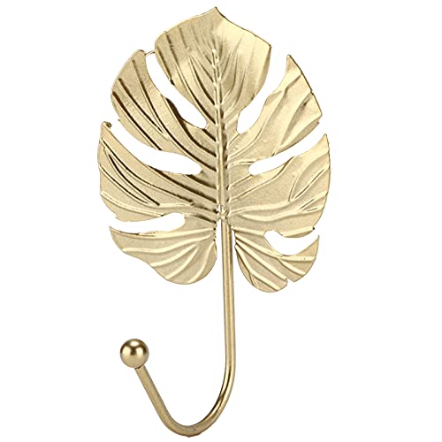 Purokise Metal Hook Creative Mini Hanger Golden Leaf Shaped Functional Stylish Convenient for Closet Door Bathroom Wall Decor Iron Satin Gold (Golden D) von Purokise