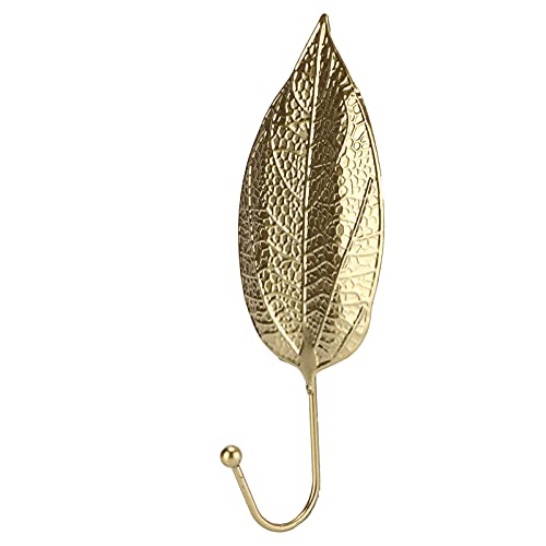 Purokise Metal Hook Creative Mini Hanger Golden Leaf Shaped Functional Stylish Convenient for Closet Door Bathroom Wall Decor Iron Satin Gold (Golden F) von Purokise