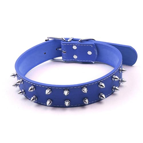 Purokise Spiked Niethundkragen Punkstil Spiked Hundekragen Verstellbarer Nieten dekoriertes Haustierkragen geeignet für mittelgroße bis große Hunde Schwarzes Synthetisches Leder (Azul) von Purokise