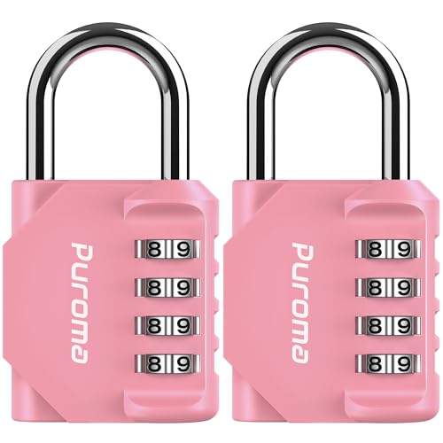 Puroma Zahlenschloss für Schließfach, 4-stellig, wasserdicht, Vorhängeschloss für Schule, Fitnessstudio, Sport, Zaun, Werkzeugkasten, Tor, Koffer, Outdoor, Hasp Aufbewahrung (Rose Pink) von Puroma