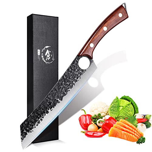 Purple Dragon Kochmesser, Profi Küchenmesser Messer Chefmesser Allzweckmesser aus hochwertigem Carbon Edelstahl, Extra Scharfe Messerklinge mit ergonomischer Griff von Purple Dragon