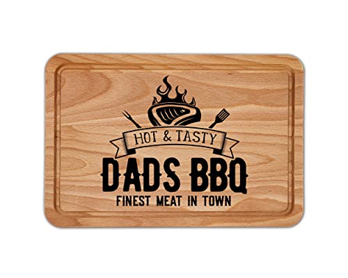 Purple Print House Dads BBQ Finest Meat In Town Wooden Chopping Board, Fathers Day Barbque Accessory Gifts for Dad, Garden Party Birthday Gifts, Birthday Present for Dad von Purple Print House