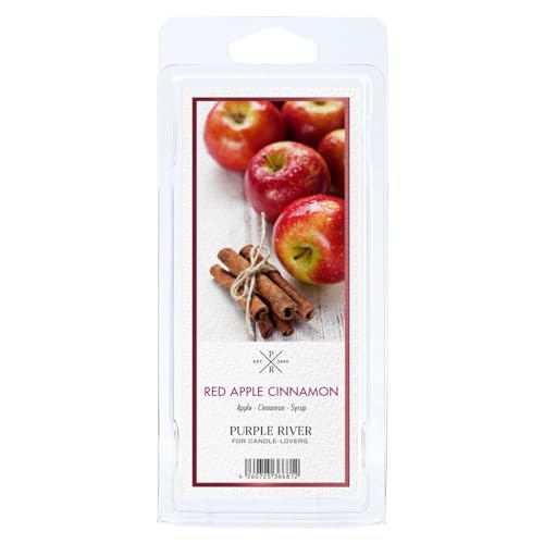 Purple River Duftwachs für Duftlampe | 4er Set Red Apple Cinnamon | Duftwachs Apfel Zimt | 10 Wax Melts für Duftlampe | Raumduft für Aromatherapie | 6h Duftdauer je Wax Melt von Purple River Candle