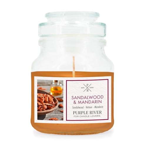 Purple River kleine Duftkerze im Glas mit Deckel | Sandalwood Mandarin | Duftkerze Sandelholz | Sojawachskerze | Raumduft für Zuhause | Geschenke für Frauen Purple River kleine Duftkerze im Glas mit Deckel | Sandalwood Mandarin | Duftkerze Sandelholz | Sojawachskerze | Raumduft für Zuhause | Geschenke für Frauen von Purple River Candle