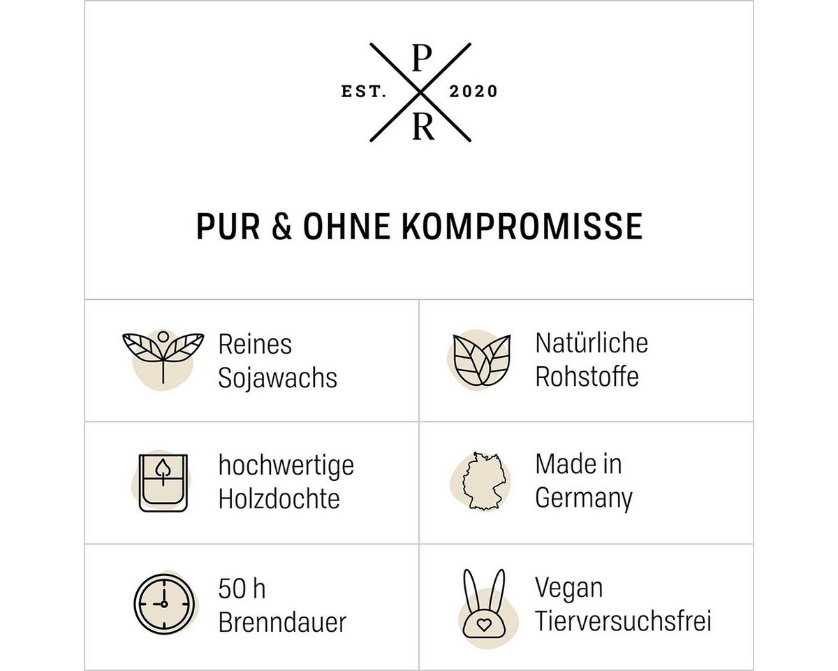 Purple River Duftkerze Hypnotique - 220g (1-tlg), Brenndauer Bis zu 50 Stunden, Duftkerze Floral, Fruchtig von Purple River
