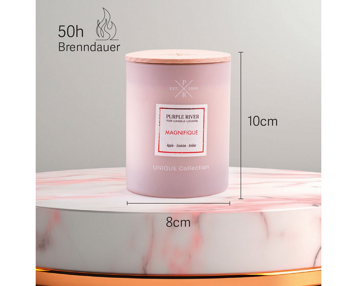 Purple River Duftkerze Magnifique - 220g (1-tlg), Brenndauer Bis zu 50 Stunden, Duftkerze Floral, Fruchtig von Purple River