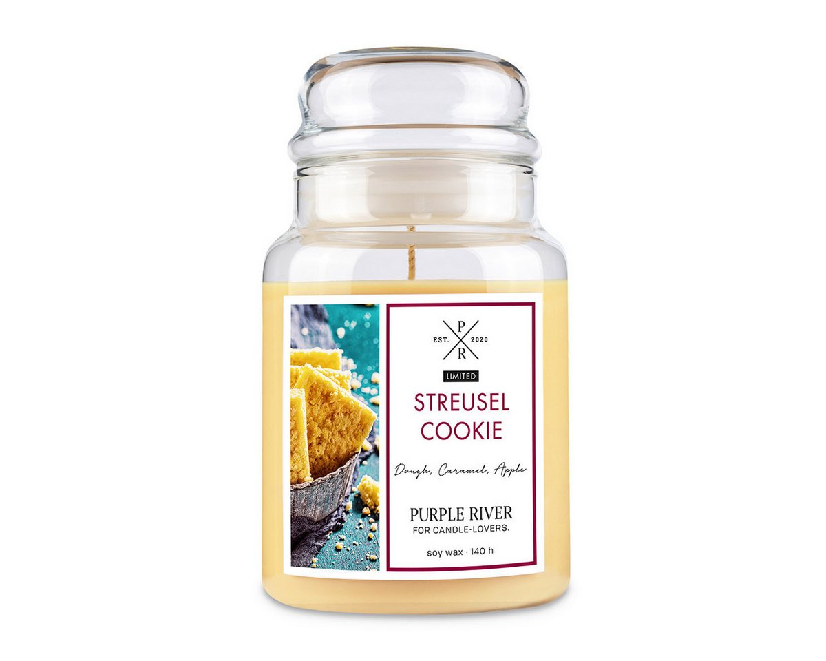 Purple River Duftkerze Streusel Cookie - 623g (1-tlg), Brenndauer Bis zu 140 Stunden, Duftkerze Süß & Würzig von Purple River