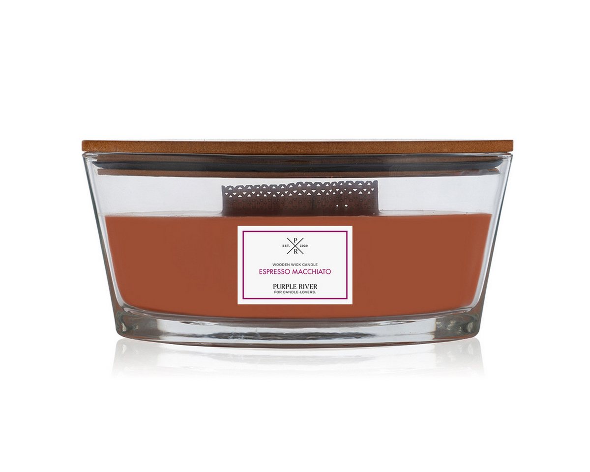 Purple River Duftkerze Espresso Macchiato - 453g (1-tlg), Brenndauer Bis zu 80 Stunden, Duftkerze Süß & Würzig von Purple River