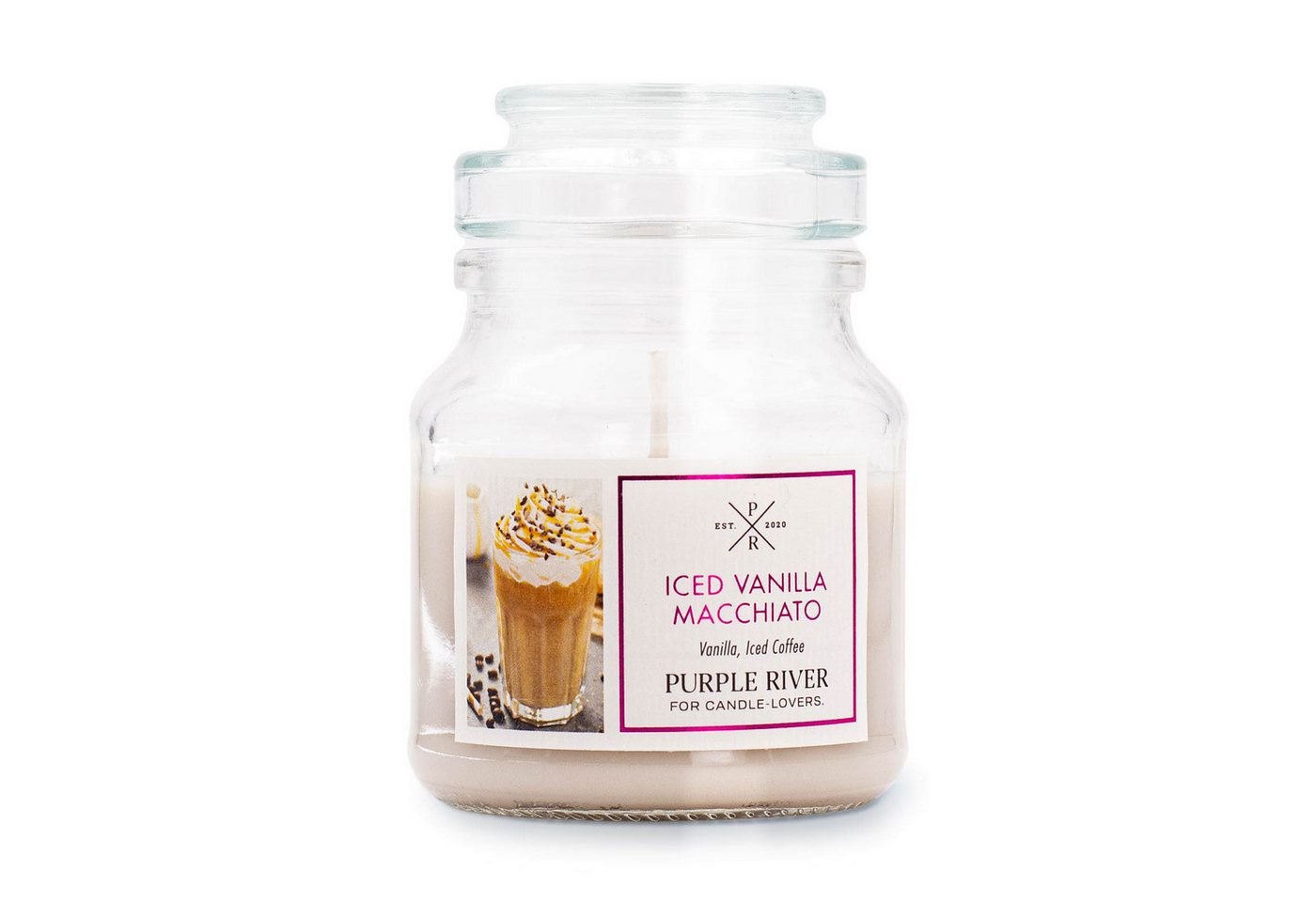 Purple River Duftkerze Iced Vanilla Macchiato - 113g (1-tlg), Brenndauer 20 - 40 Stunden, Duftkerze Süß & Würzig von Purple River