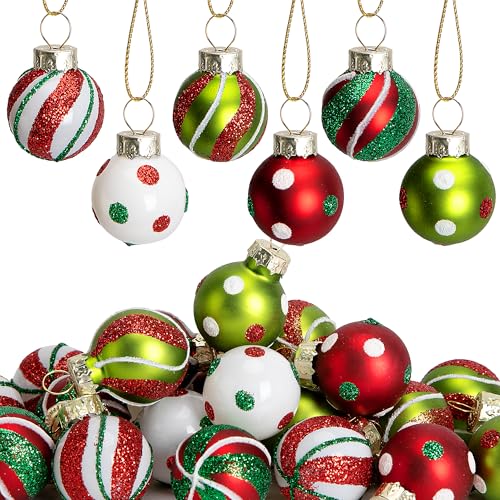 24 Stück Weihnachtskugeln aus Glas, 2,5 cm, Mini-Weihnachtsbaumschmuck, glitzernde Wirbel-Punkte, Elfenkugeln, hängende Ornamente für Weihnachten, Party, Heimdekoration 24 Stück Weihnachtskugeln aus Glas, 2,5 cm, Mini-Weihnachtsbaumschmuck, glitzernde Wirbel-Punkte, Elfenkugeln, hängende Ornamente für Weihnachten, Party, Heimdekoration von Purple Star
