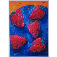 Erdbeeren | Kunstdruck Wohndeko Geschenk Pflanzenkunst von PurpleFramePostcards