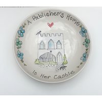 Personalisierte Servierschüssel, Hausporträt, Obstschale, Handbemalte Keramikschale, Küchengeschirr Nach Maß von PurpleGlazePotteryUK