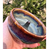 Handgemachter Keramik Apfel Baker Steingrau Mit Lila Blauem Swirl von PurpleHeatherPottery
