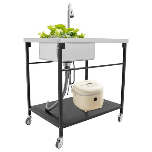 AußEnspüLe, Freistehende SpüLe, Flecken- Und öLbestäNdig,Robust Und Langlebig, Aus Hochwertigen Materialien Gefertigt Edelstahl SpüLtisch Mit Einer SchüSsel Und Hahn, 89.92 * 60.96 * 91.95cm AußEnspüLe, Freistehende SpüLe, Flecken- Und öLbestäNdig,Robust Und Langlebig, Aus Hochwertigen Materialien Gefertigt Edelstahl SpüLtisch Mit Einer SchüSsel Und Hahn, 89.92 * 60.96 * 91.95cm von PurpleMinder