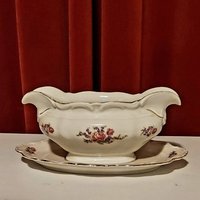 Juskom Oder Soßenschale Von Heinrich Winterling G.m.b.h 30Er Jahre Verziert Mit Rosa Rosen Und Farbigen Blumen Mehreren Goldenen Linien von PurpleRosesAntiek