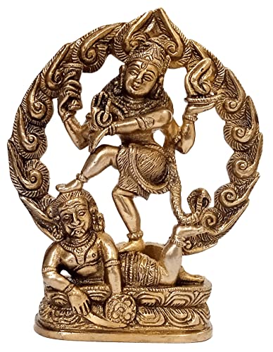 Purpledip Brass Idol Dancing Shiva Nataraja: Rare Design Sammlerstück Statue für Heimtempel (12507) von Purpledip