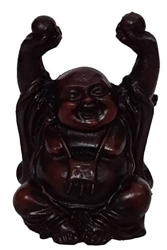 Purpledip Idol 12489B Dekofigur Lachender Buddha, Granitoptik, Schwarz von Purpledip