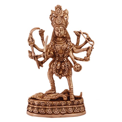 Purpledip Maa Kali Brass Statue: Hindu Religious Goddess Devi Idol, Indian Deity Handmade Sculpture (11238) von Purpledip