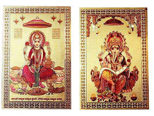 Purpledip Metallfolie Magnet Set: Ganesha Lakshmi (12221) von Purpledip