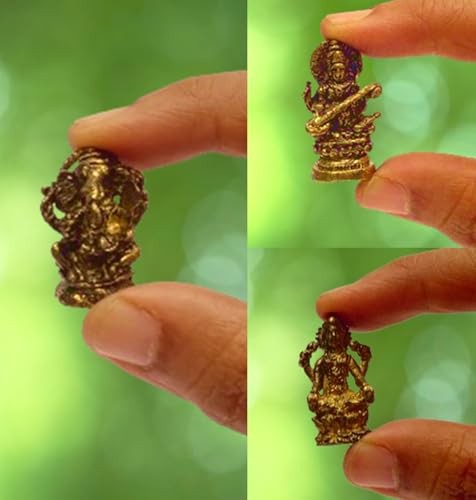 Purpledip Miniatur-Statue, Set, Lakshmi, Ganesha, Saraswati: 11177 Sammlerstück von Purpledip