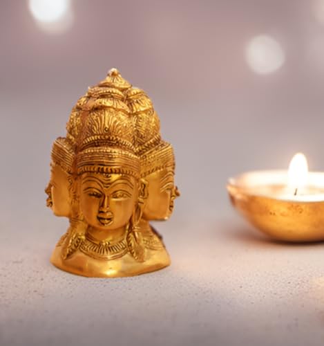 Purpledip Rare Collection Messing-Statue Mukhalingam – Lord Shiva mit vier Gesichtern (10922) von Purpledip