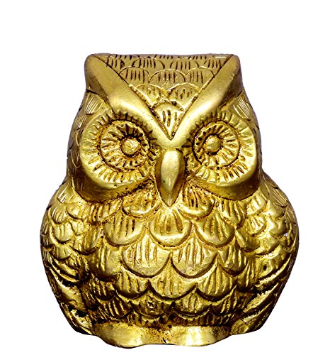 Purpledip Vintage Eule Vogel Statue in Messing Metall: Dekorative Geschenk Idol für Feng Shui Positive Energie (10322) von Purpledip