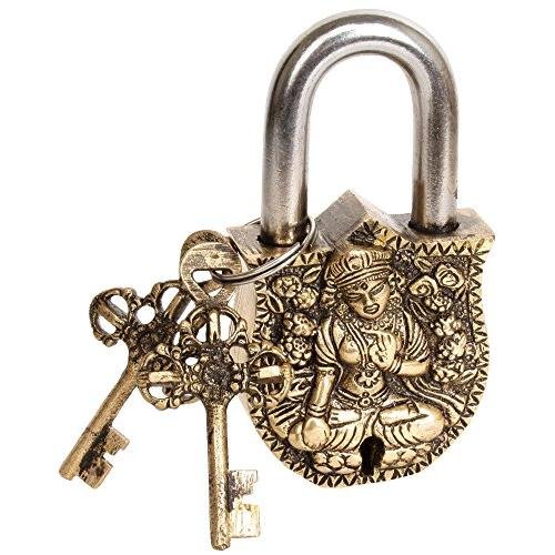 purpledip handgefertigt Messing antik-Lock mit Resting Buddha Idol (10009) von Purpledip