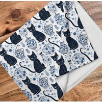 Einzigartige Boho Cat Style Wurfdecke, Katzenwurfdecke, Katzendecke, Katzendecke Für Menschen, Blaue Größe 50 X 60, 60 80 von PurrfectCatDigital