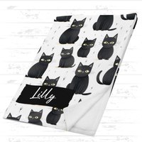 Personalisierte Schwarze Katze Weiche Decke Benutzerdefinierte Name Seidig Plüsch-Katzendecke Für Kinder Katzen Katzenliebhaber Geburtstagsgeschenk von PurrfectCatDigital