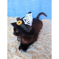 Hexenhut Für Katze, Halloween Haustierkostüm, Spinnennetz Kätzchen, Katzenaccessoires, Geschenk Katzenliebhaber von PurrsAndStitches