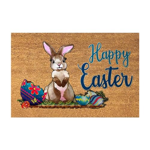 40 x 60 cm Ostern Willkommens Fußmatte Osterhasen Fußmatten Karotten Kaninchen Teppiche Fußmatte Feiertagsmatten Osterdeko Osterhasenmatten Türmatte Waschbare Osterteppich für Haustür (05-D, One Size) von Pursuit-W