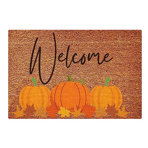 40x60cm Halloween Fußmatte Thanksgiving Fussmatte InnenTeppiche rutschfeste Türmatte Herbst Fußmatten Halloween mit Kürbisse Muster Waschbar Fussabtreter für Innen und Außen, Flur, (01-A, One Size) von Pursuit-W