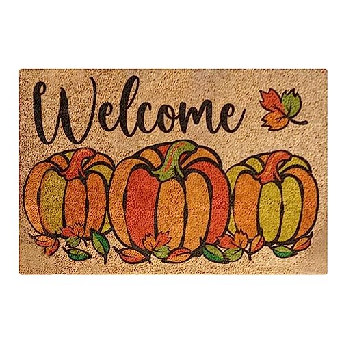 40x60cm Halloween Fußmatte Thanksgiving Fussmatte InnenTeppiche rutschfeste Türmatte Herbst Fußmatten Halloween mit Kürbisse Muster Waschbar Fussabtreter für Innen und Außen, Flur, (02-B, One Size) von Pursuit-W