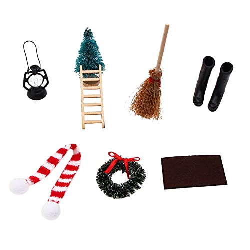 Wichteltür Zubehör Weihnachten Set, 9PC Tischdekoration Haus Dekoration Ornament Haus Mini Home Dekorations, Weihnachtswichtel Tür Set, Holz Wichtel Tür, Kinderzimmer DIY Geschenk für Kinder von Pursuit-W