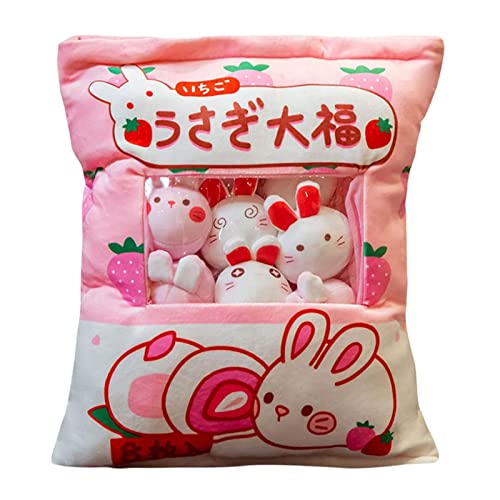 A Bag Hase Snack Kissen Kreative Plüsch Hase Lendenwirbelkissen Abnehmbar Flauschig Kawaii Tier Puppen Sofa Stuhl Dekokissen von Puruuige