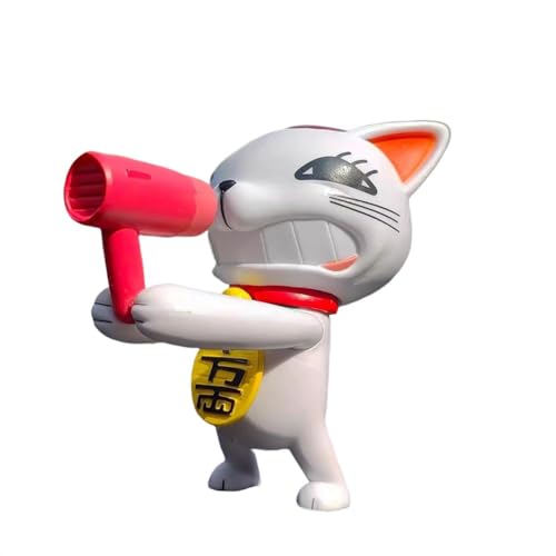 Puruuige Turbo-Figur, Oma, Anime-Figur, PVC, Haartrockner, Pose, Modell, Schreibtischdekoration, Geschenke (weiße Katze) von Puruuige