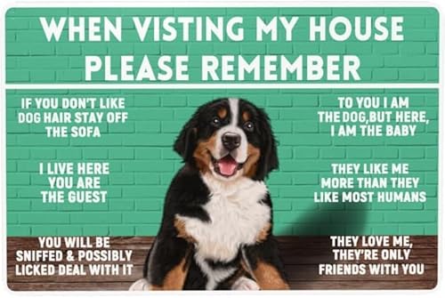 Fußmatte mit Aufschrift "When Visiting My House Please Remember Shepherd Dog Rules", rutschfest, waschbar, für den Eingangsbereich, Veranda, 40,6 x 61 cm von PuseTaer