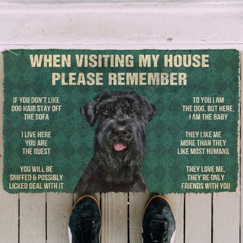 Fußmatte rutschfeste Fußmatte Riesiger Schnauzer Hausregeln Individuelle Fußmatte Fußmatten Dekor Veranda Fußmatte 40,6 x 61 cm von PuseTaer