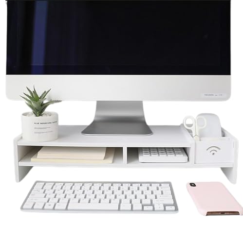 Monitorständer aus Holz, 2 Ebenen Monitorständer für Schreibtische, Ergonomisch Computer Monitor Ständererhöhung mit Lagerung für Laptop Computer iMac PC Drucker (49*20*10cm) von puseky