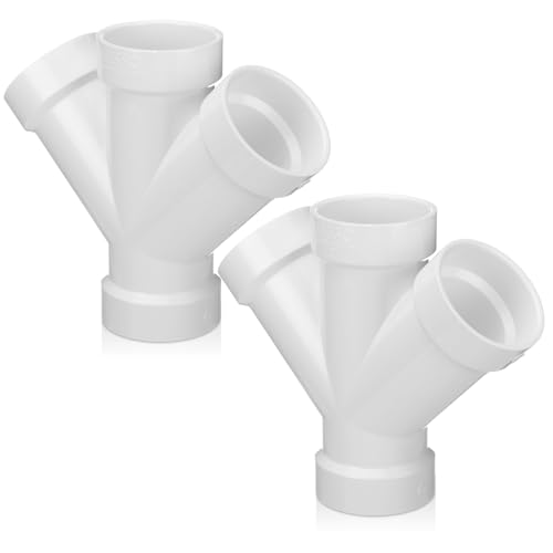Pushglossy 2 Stück 5,1 cm Nabe PVC DWV Double Wye Schedule 40 für den Einsatz in Sanitärentwässerung, Abfall und Belüftung (DWV), K- und Regenwasseranwendungen, Weiß von Pushglossy
