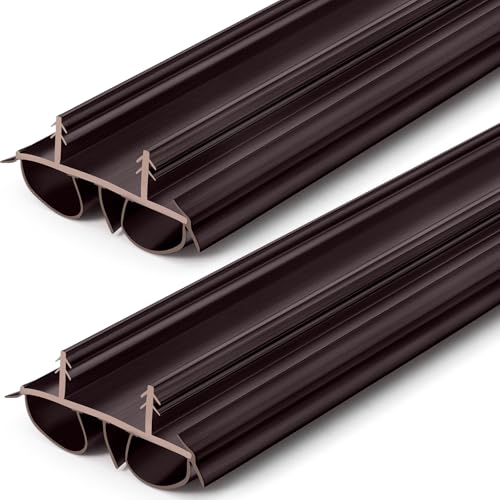 Pushglossy 2 Stück 91,4 cm Doppel-Luftblasen-Schnittfugen-Türfeger, 3,5 cm breite Vinyl-Dichtungsleiste für Außentüren, energieeffizienter Zugluftstopper, einfaches Einschieben in der Installation von Pushglossy